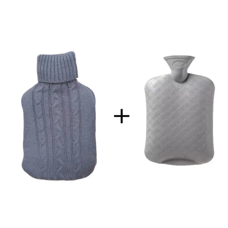 Hot Water Bottle with Cable-Knit Cover