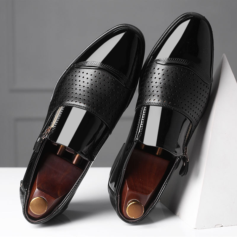 Men's Glossy Patent Leather Side-Zip Dress Shoes