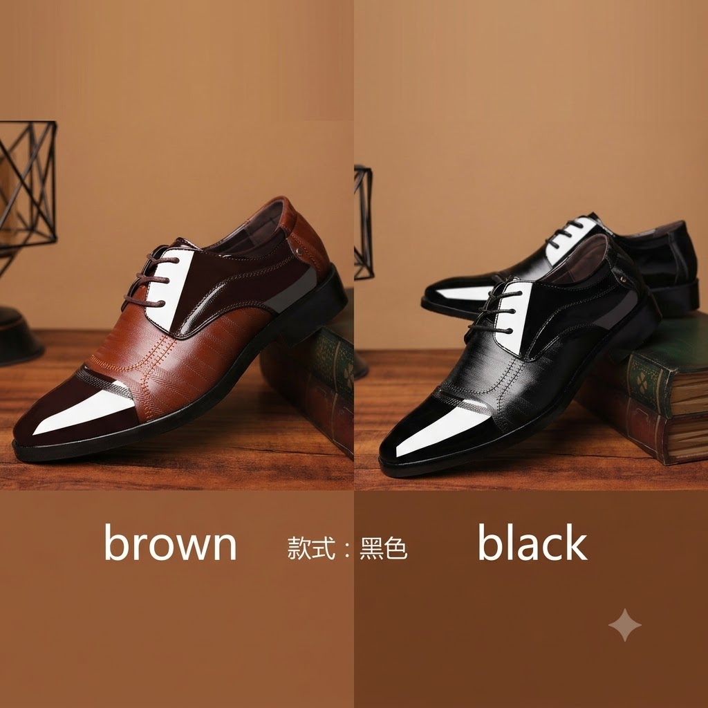 Men's Glossy Patent Leather Formal Dress Shoes