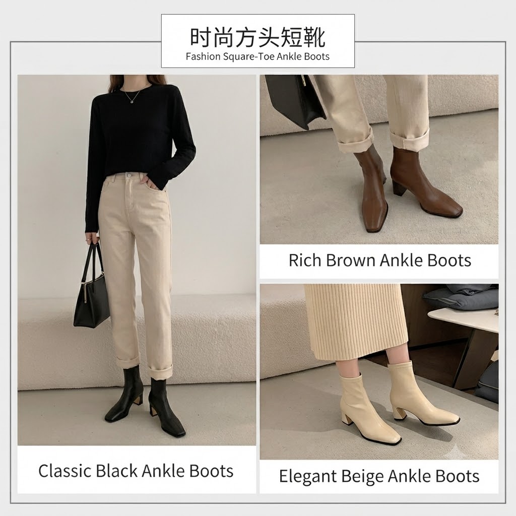 Sleek Pointed-Toe Stretch Sock Boots with Metallic Block Heel