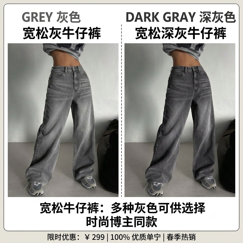 Y2K High-Waisted Baggy Wide-Leg Washed Jeans