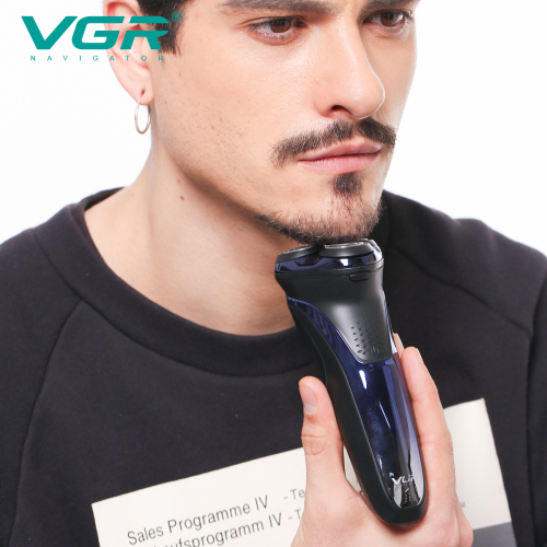 VGR Professional Men's Rotary Electric Razor – Ergonomic Cordless Beard Shaver