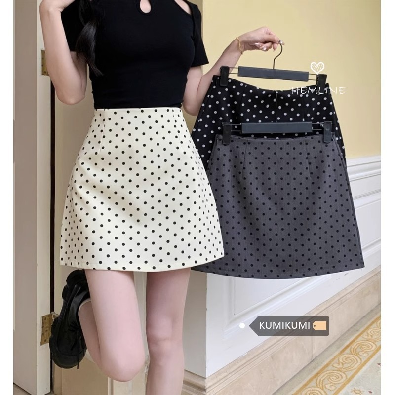 Women's High-Waisted Polka Dot Mini Skirt